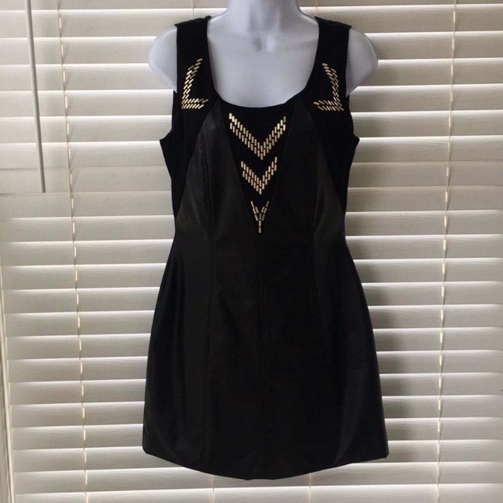 Just Me Faux black leather dress size Medium NWOT